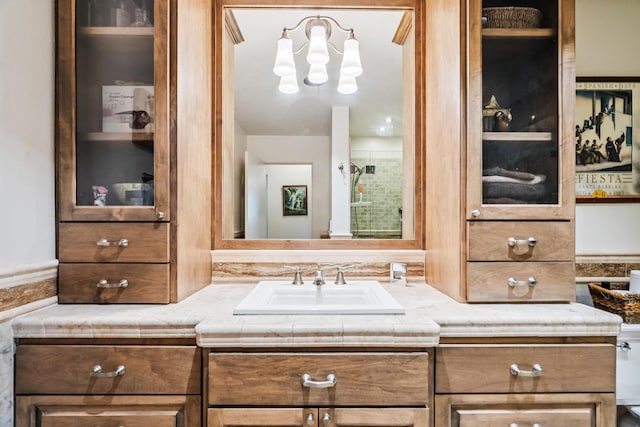 14480 Warren Ave, Red Bluff, CA 96080 - bathroom with vanity and a chandelier