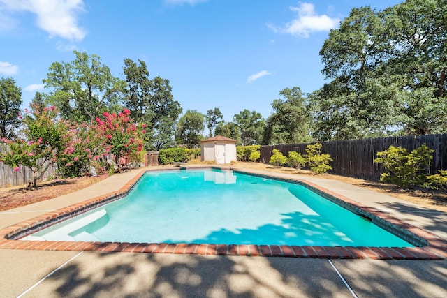 14480 Warren Ave, Red Bluff, CA 96080 - view of pool featuring a shed and a fenced backyard