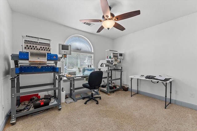 2236 Lonigan Ct, Redding, CA 96001 - carpeted office space featuring a ceiling fan and baseboards