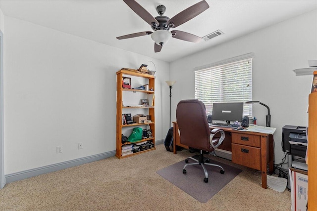 2236 Lonigan Ct, Redding, CA 96001 - office area featuring light colored carpet and a ceiling fan