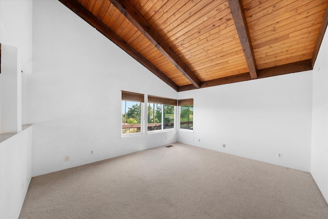 3400 Hillcrest St, Redding, CA 96001 - carpeted empty room with a wooden ceiling with exposed beams and high vaulted ceiling