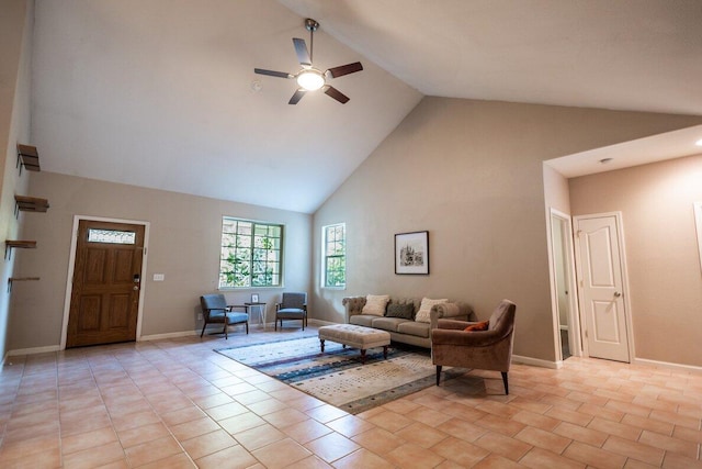 35363 Nehemiah Dr, Shingletown, CA 96088 - living area with high vaulted ceiling and a ceiling fan