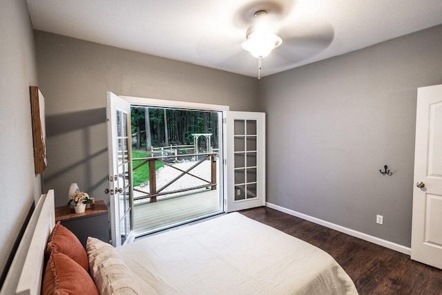 35363 Nehemiah Dr, Shingletown, CA 96088 - bedroom with access to outside and dark wood-style flooring
