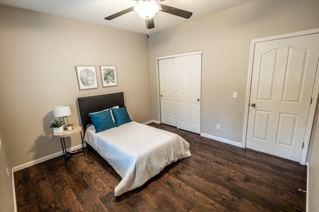 35363 Nehemiah Dr, Shingletown, CA 96088 - bedroom with wood finished floors, a closet, and a ceiling fan