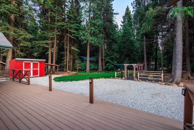 35363 Nehemiah Dr, Shingletown, CA 96088 - deck featuring a storage shed