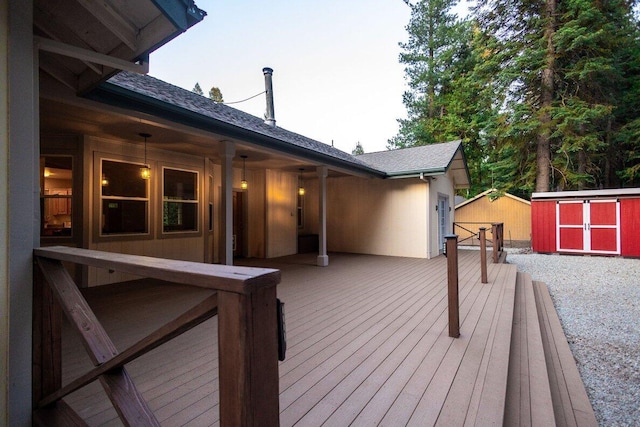 35363 Nehemiah Dr, Shingletown, CA 96088 - wooden terrace with a storage shed