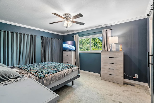 3442 Thomas Ave, Anderson, CA 96007 - bedroom featuring crown molding, light colored carpet, and ceiling fan