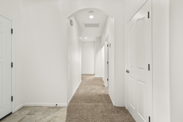 19258 Granola Way, Cottonwood, CA 96022 - corridor with arched walkways, light carpet, and recessed lighting