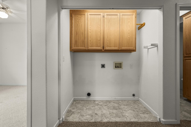 19258 Granola Way, Cottonwood, CA 96022 - laundry area featuring hookup for a washing machine, electric dryer hookup, cabinet space, and a ceiling fan
