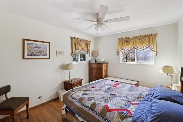 3283 Middleton Ln, Redding, CA 96002 - bedroom with wood finished floors and ceiling fan