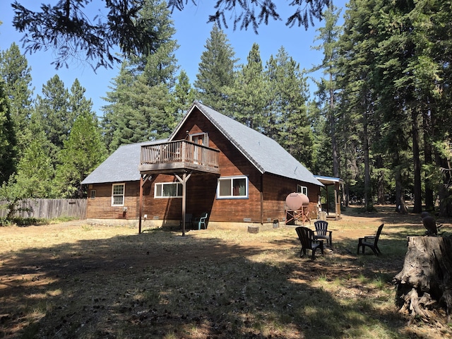 8421 Starlite Pines Rd, Shingletown, CA 96088 - view of side of home featuring crawl space and a wooden deck