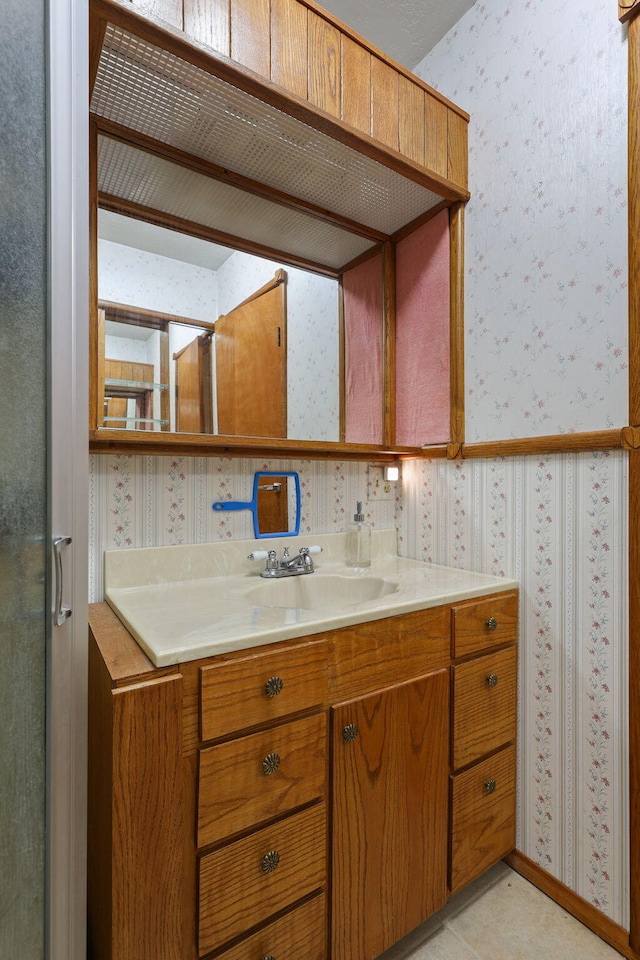 4100 Fort Peck St, Shasta Lake, CA 96019 - bathroom with wallpapered walls and vanity