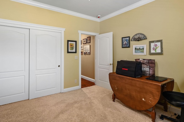 1533 Spanish Bay Dr, Redding, CA 96003 - office with carpet flooring and ornamental molding