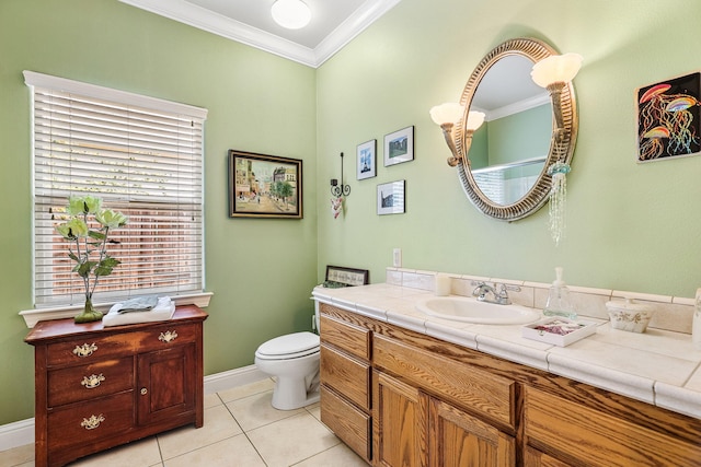 1533 Spanish Bay Dr, Redding, CA 96003 - bathroom featuring ornamental molding, vanity, and tile patterned floors