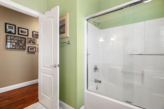 1533 Spanish Bay Dr, Redding, CA 96003 - bathroom featuring bath / shower combo with glass door and wood finished floors