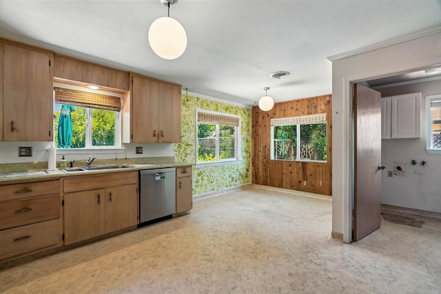 1198 Denton Way, Redding, CA 96002 - kitchen with stainless steel dishwasher, pendant lighting, light countertops, and plenty of natural light