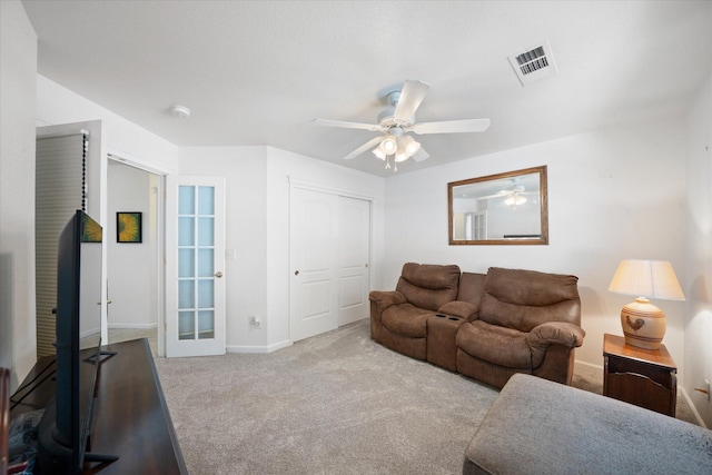 2790 Citrine Ave, Redding, CA 96001 - living area featuring a ceiling fan and carpet flooring