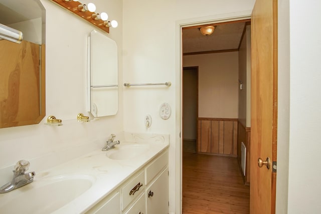 30839 Tinkerbell Ln, Shingletown, CA 96088 - full bath featuring double vanity and wood finished floors