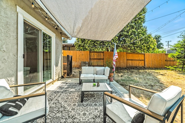 4020 Oro St, Redding, CA 96001 - fenced backyard with an outdoor hangout area and a patio area