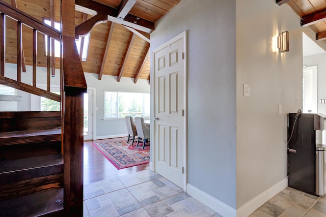 311 Ward Placer Pl, Weaverville, CA 96093 - staircase featuring wooden ceiling and stone finish flooring