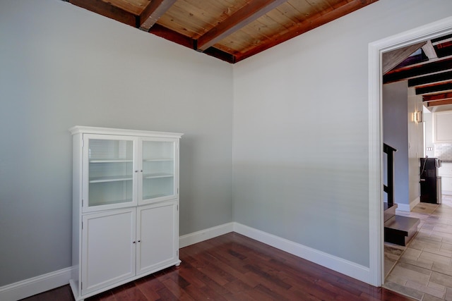 311 Ward Placer Pl, Weaverville, CA 96093 - unfurnished room with a wooden ceiling with exposed beams and wood finished floors