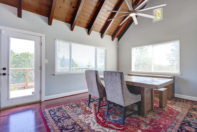 311 Ward Placer Pl, Weaverville, CA 96093 - dining area featuring wooden ceiling, wood finished floors, and ceiling fan