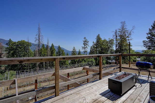 311 Ward Placer Pl, Weaverville, CA 96093 - deck featuring a fire pit and a mountain view