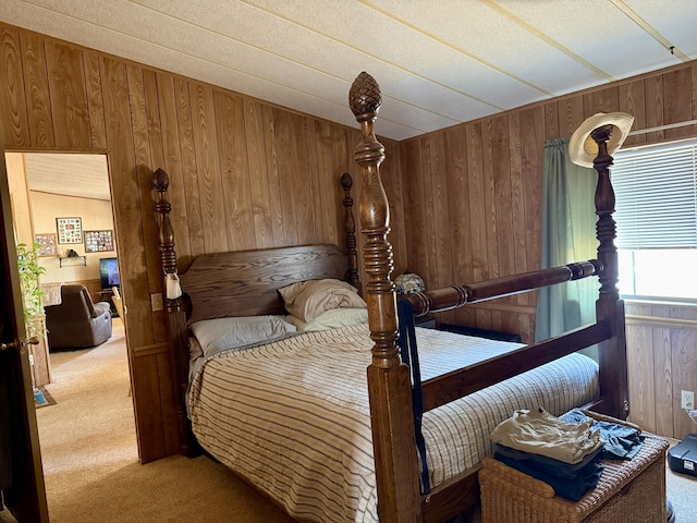 11941 Atkins Rd, Whitmore, CA 96096 - bedroom with light carpet and wood walls