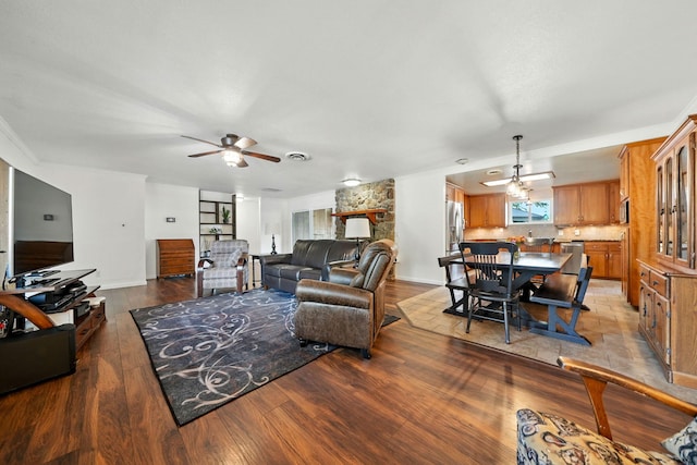 24470 Oklahoma Ave, Red Bluff, CA 96080 - living room with ceiling fan and wood finished floors