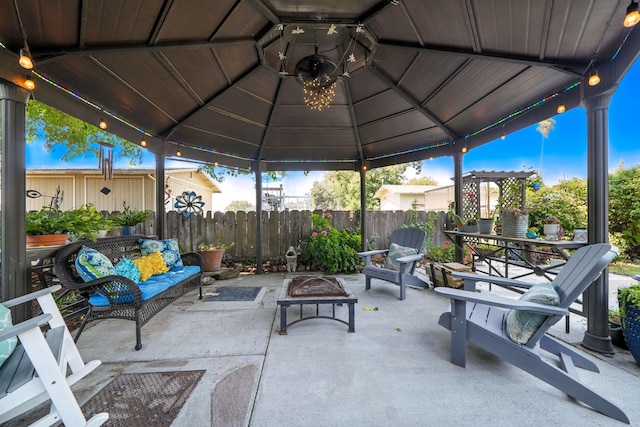24470 Oklahoma Ave, Red Bluff, CA 96080 - view of patio / terrace featuring an outdoor fire pit and a gazebo