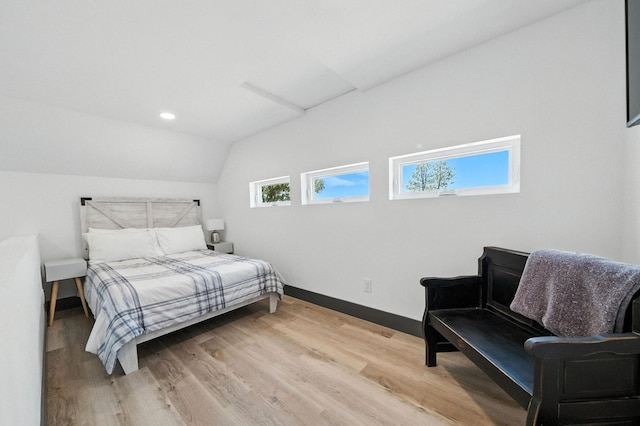 23795 Deer Canyon Rd, Millville, CA 96062 - bedroom featuring vaulted ceiling, wood finished floors, and recessed lighting