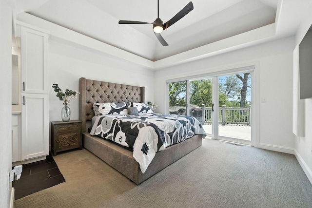 23795 Deer Canyon Rd, Millville, CA 96062 - bedroom with access to exterior and a ceiling fan
