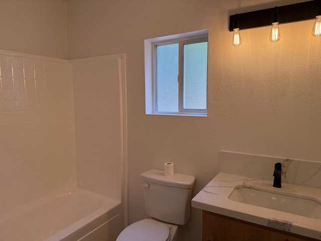 10360 Ritts Mill Rd, Shingletown, CA 96088 - bathroom with vanity, bathing tub / shower combination, and a textured wall