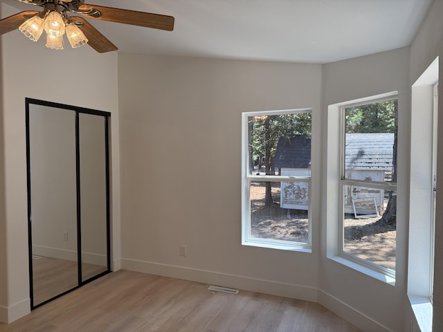 10360 Ritts Mill Rd, Shingletown, CA 96088 - unfurnished bedroom with light wood-style floors and a ceiling fan