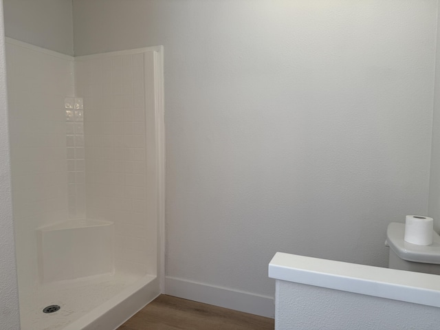 10360 Ritts Mill Rd, Shingletown, CA 96088 - bathroom with wood finished floors and a shower