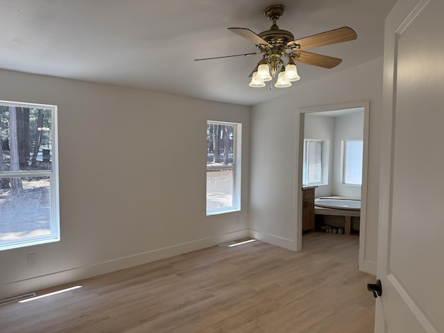 10360 Ritts Mill Rd, Shingletown, CA 96088 - empty room with light wood-type flooring and ceiling fan