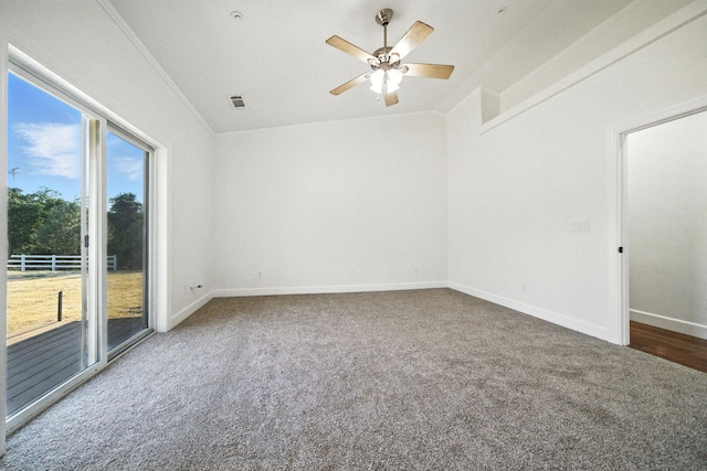 18435 Danielle Way, Cottonwood, CA 96022 - unfurnished room with carpet, a ceiling fan, and lofted ceiling