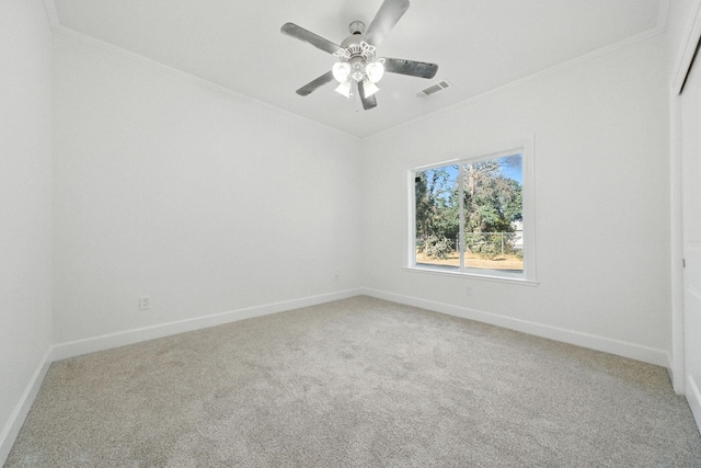18435 Danielle Way, Cottonwood, CA 96022 - unfurnished room with crown molding, light carpet, and ceiling fan