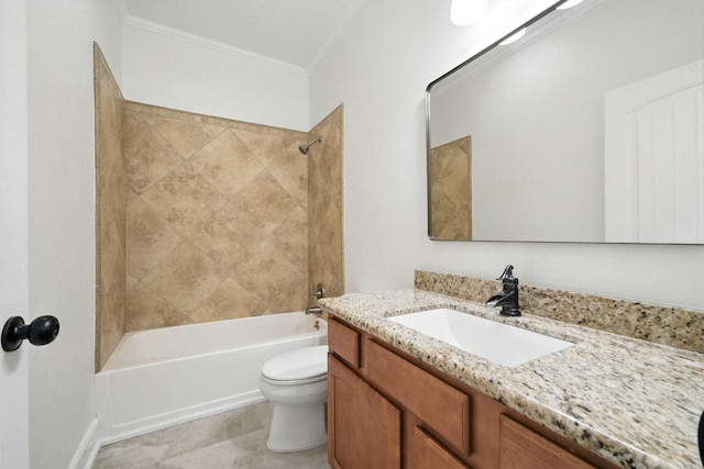 18435 Danielle Way, Cottonwood, CA 96022 - bathroom with crown molding, vanity, and washtub / shower combination