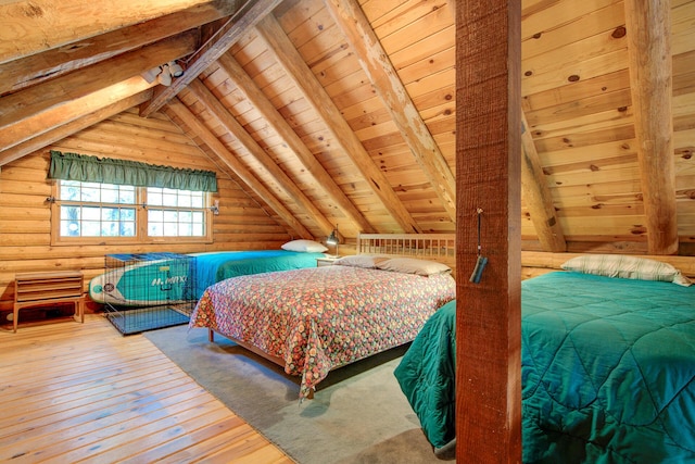27401 Goodman Rd, Fall River Mills, CA 96028 - bedroom with wooden ceiling and hardwood / wood-style floors