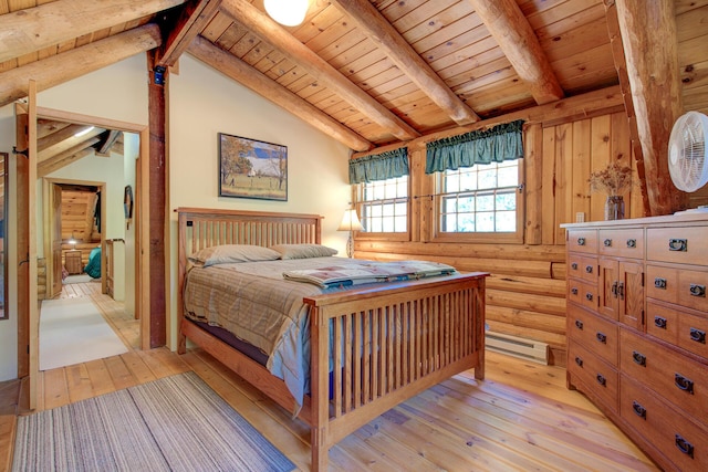 27401 Goodman Rd, Fall River Mills, CA 96028 - bedroom with light wood-type flooring, wooden ceiling, and baseboard heating
