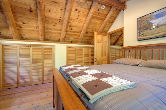 27401 Goodman Rd, Fall River Mills, CA 96028 - bedroom featuring light wood finished floors and wooden ceiling