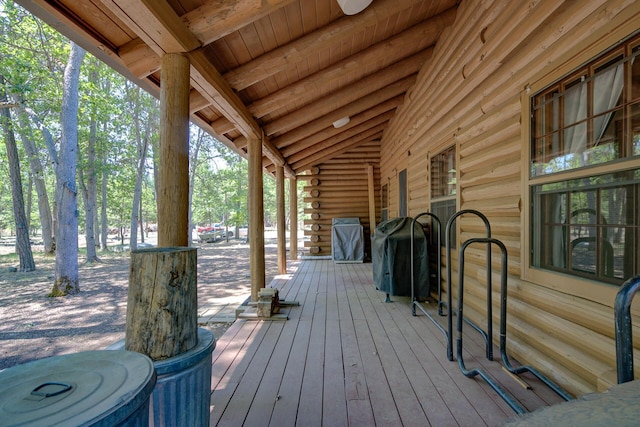 27401 Goodman Rd, Fall River Mills, CA 96028 - wooden terrace with a grill