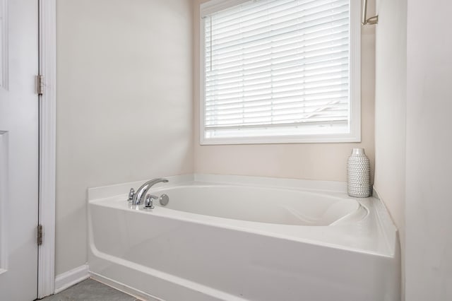 bathroom with a tub and a wealth of natural light