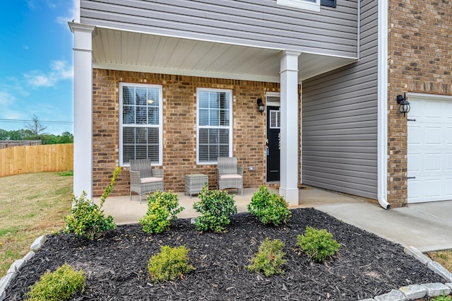 property entrance with a garage