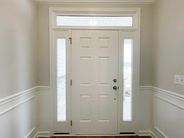 foyer featuring wood-type flooring