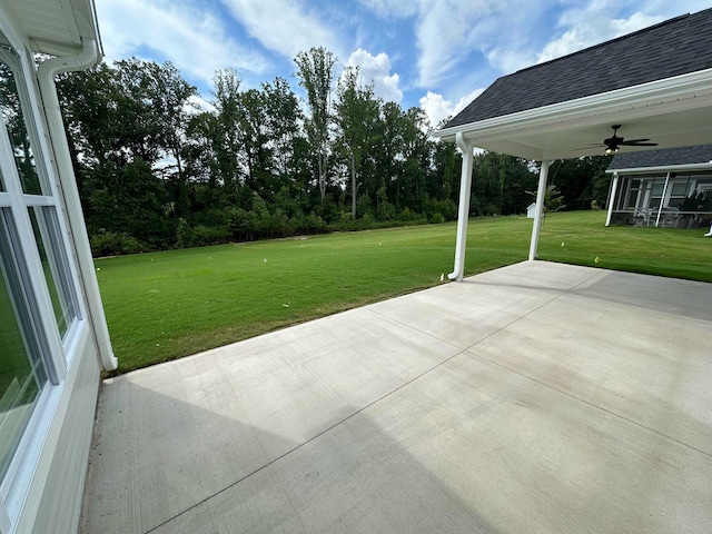 view of patio / terrace with ceiling fan