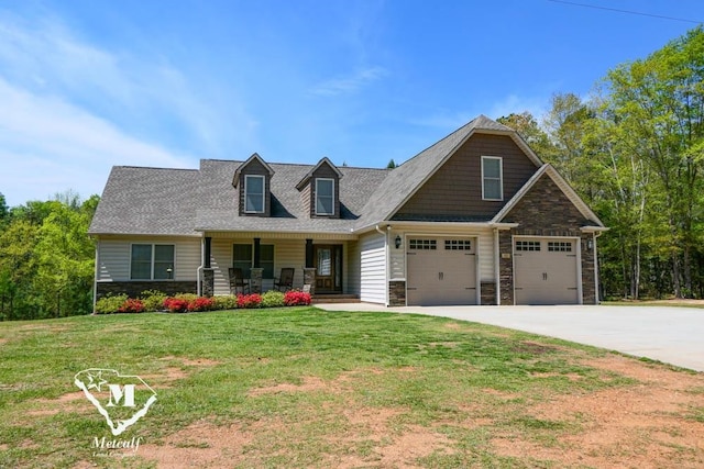 view of front of house with a front lawn and a porch