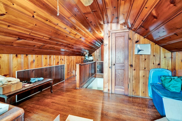 bedroom featuring wooden ceiling and hardwood / wood-style flooring