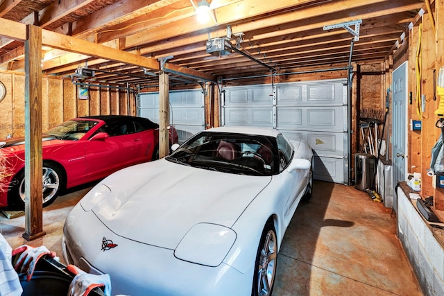 garage with a garage door opener